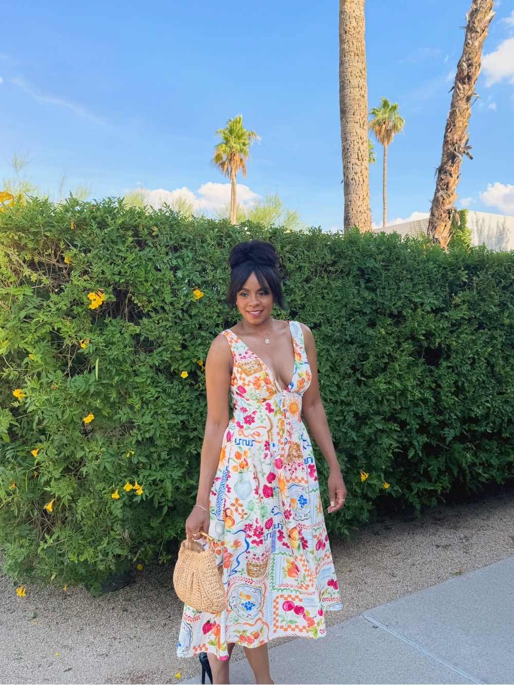 NWT Mediterranean Print Corset Fit & Flare Midi Dress